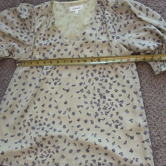 Bohme Sage Floral Blouse Romantic Cottagecore Fall Top Smocked Sleeves S - Picture 8 of 10